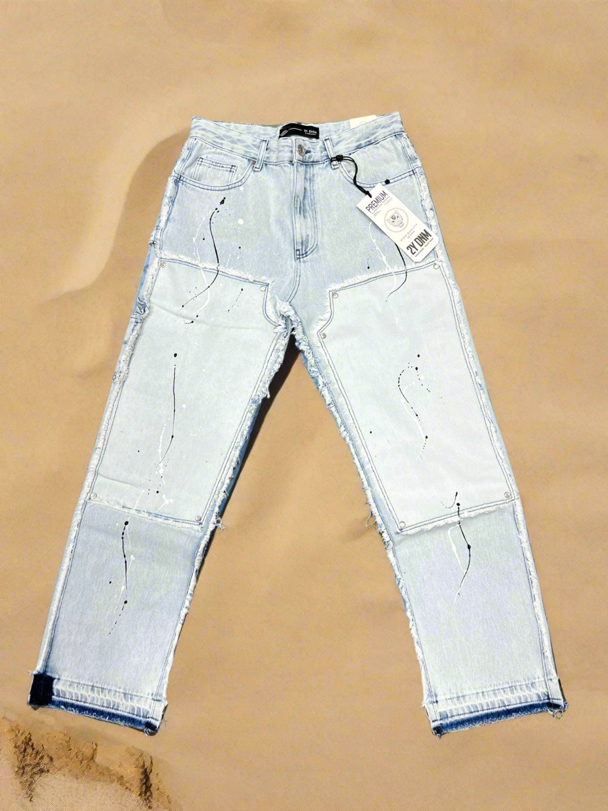 Blue paint jeans